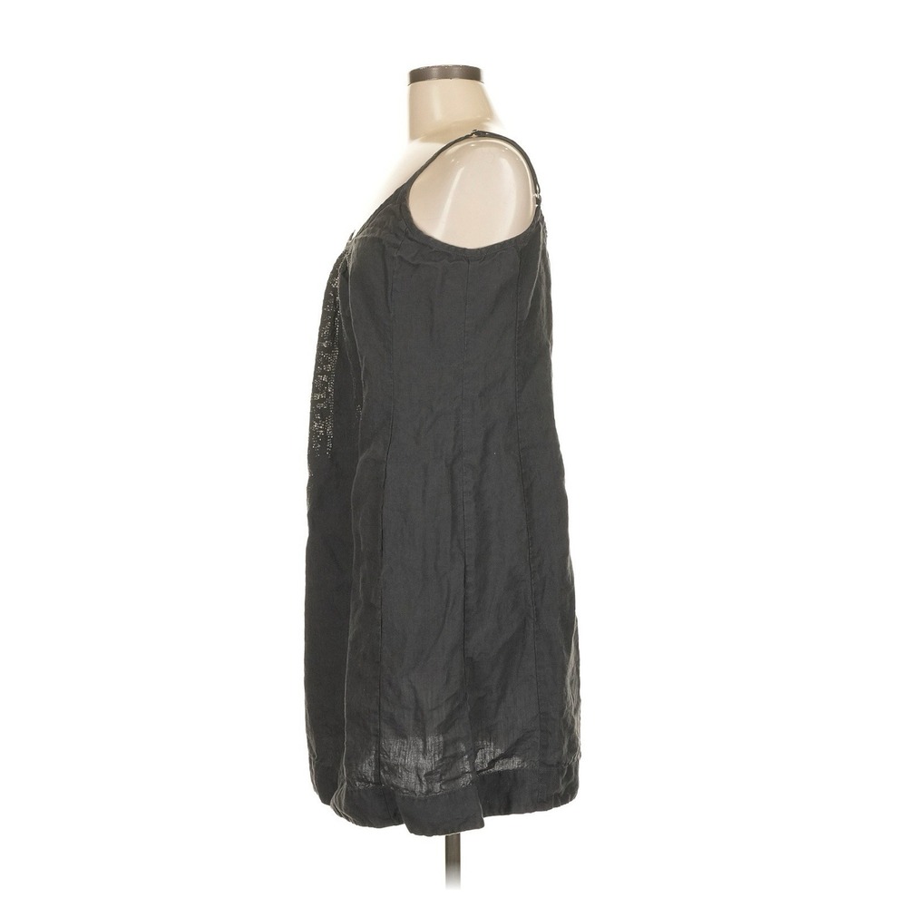 Eileen Fisher Beaded Cami Dress M Gray Sleeveless Linen Layering Organic Capsule - Picture 5 of 9
